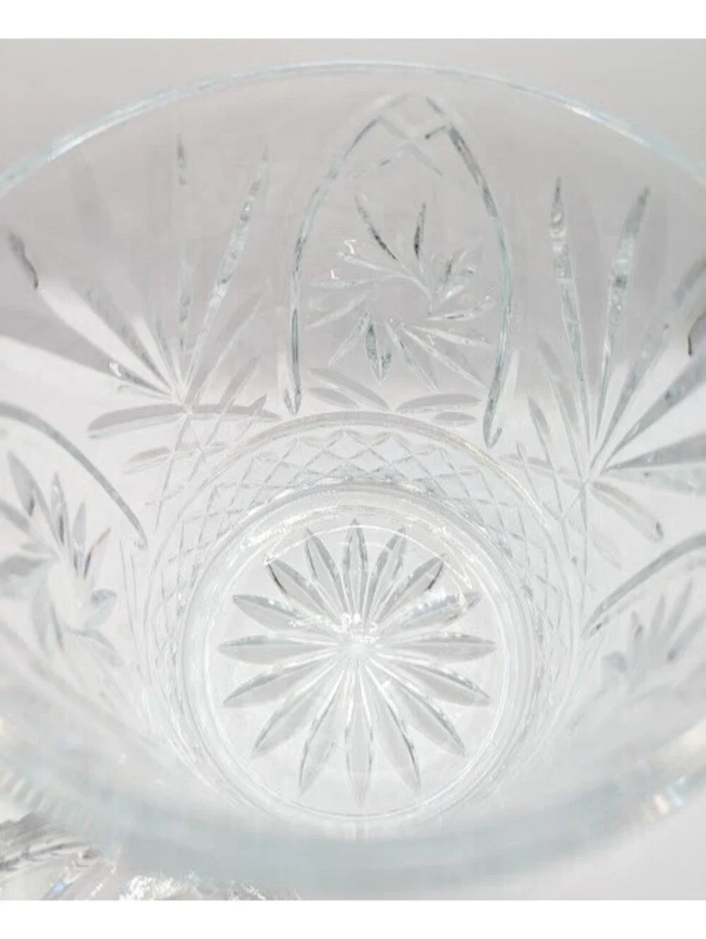 Vintage St. George Lead Crystal Biscuit Barrel Cookie Jar Lidded Fan Pinwheel